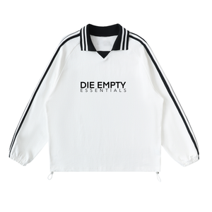 Contrast Striped Lapel Collar Sweatshirt