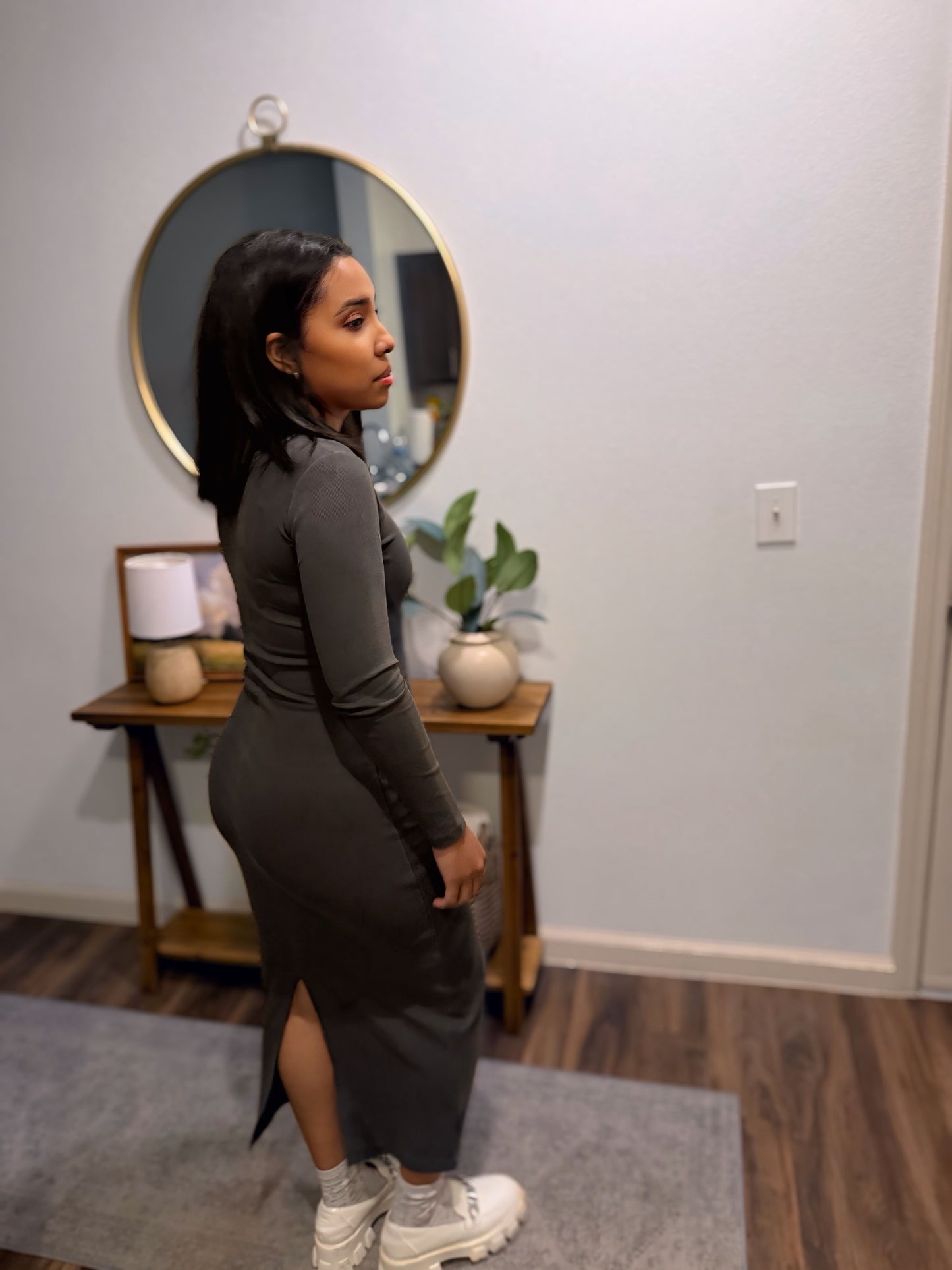 die empty essentials slit maxi dress