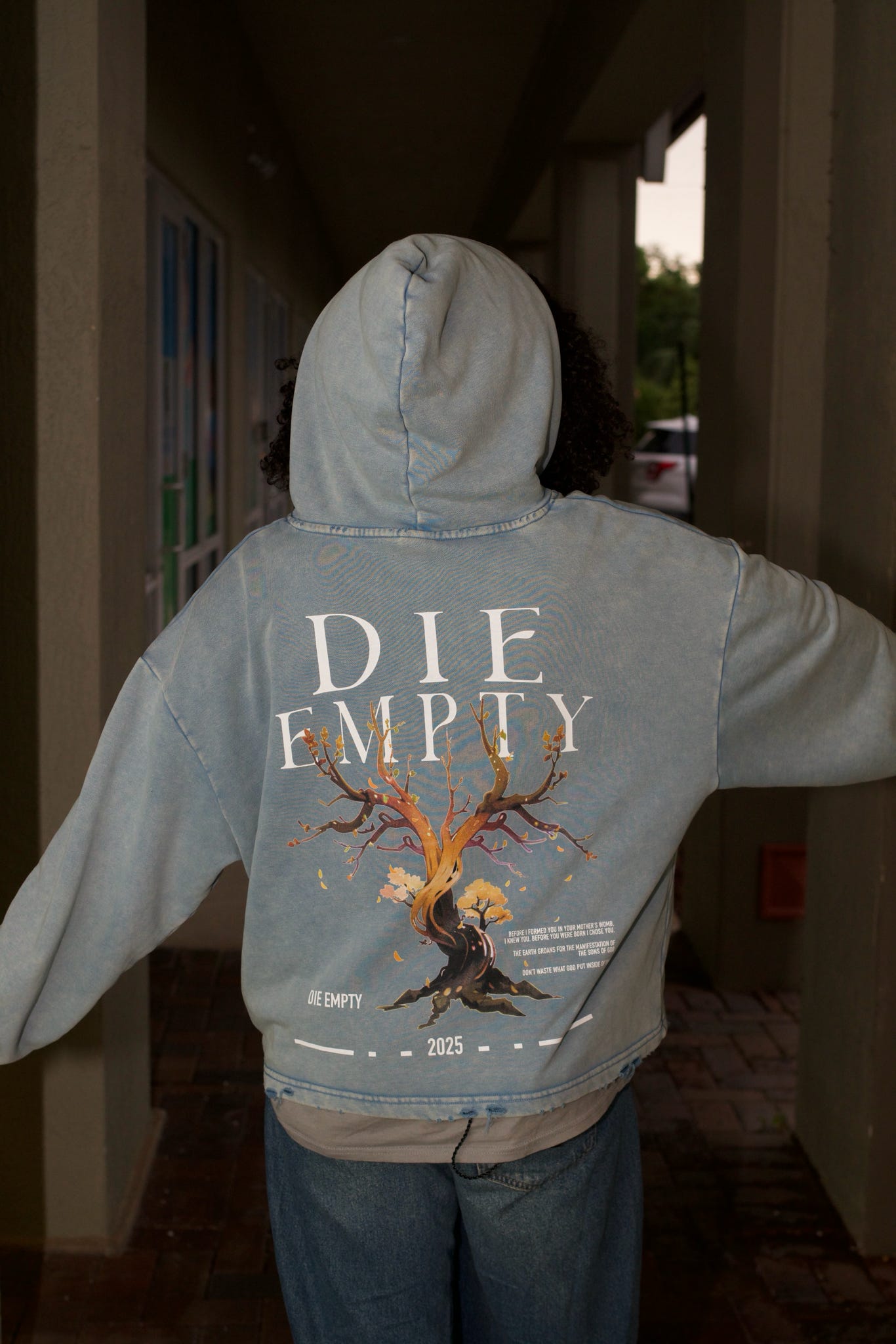 Vintage Washed Frayed-Hem Hoodie