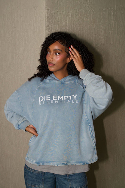 Vintage Washed Frayed-Hem Hoodie