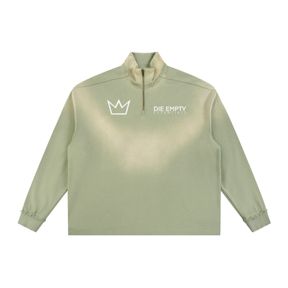 Sun Fade Raw Edge Quarter-Zip Sweatshirt