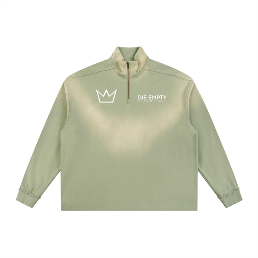 Sun Fade Raw Edge Quarter-Zip Sweatshirt