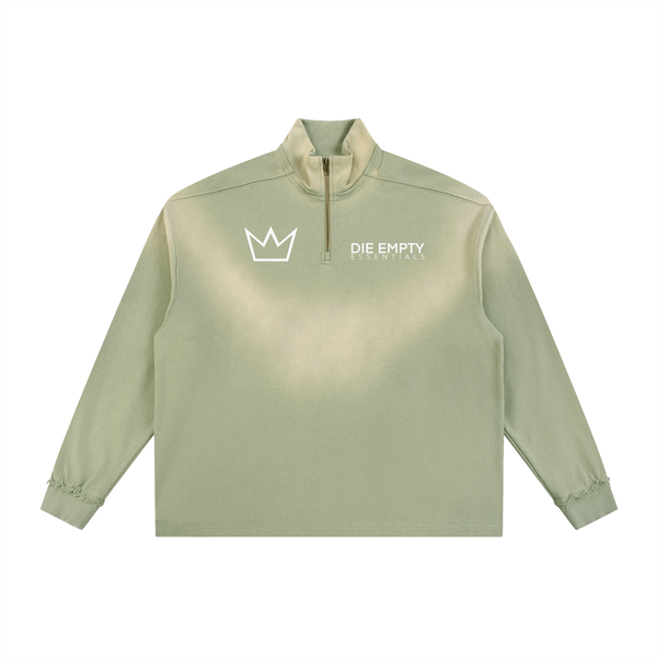 Sun Fade Raw Edge Quarter-Zip Sweatshirt