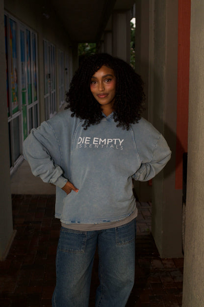 Vintage Washed Frayed-Hem Hoodie