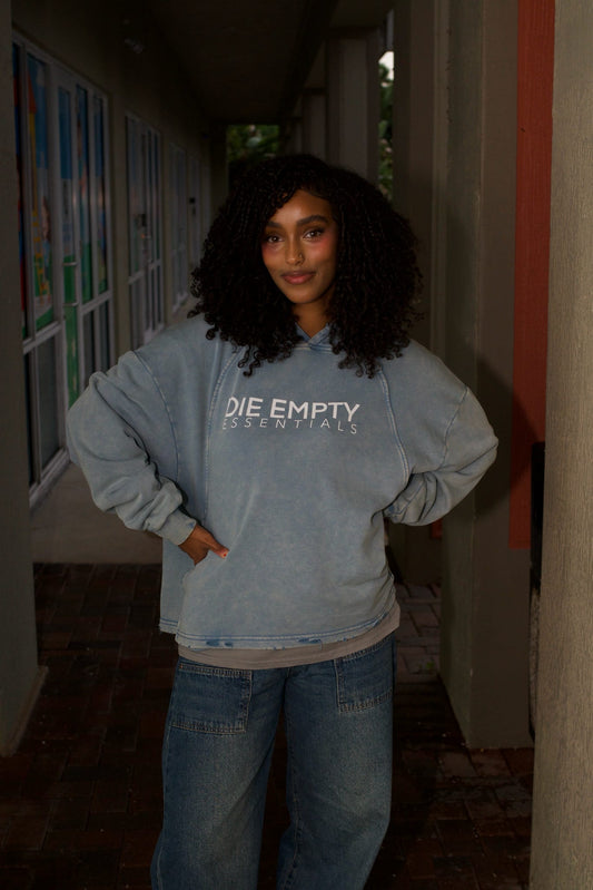 Vintage Washed Frayed-Hem Hoodie