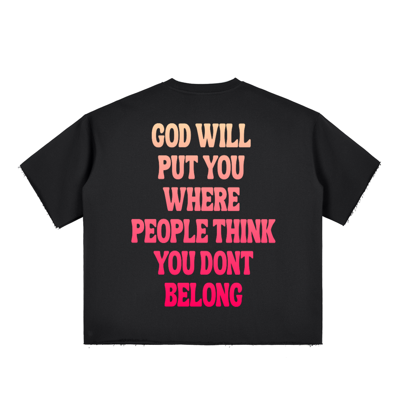 Boxy Half-Sleeve Raw-Edge T-Shirt