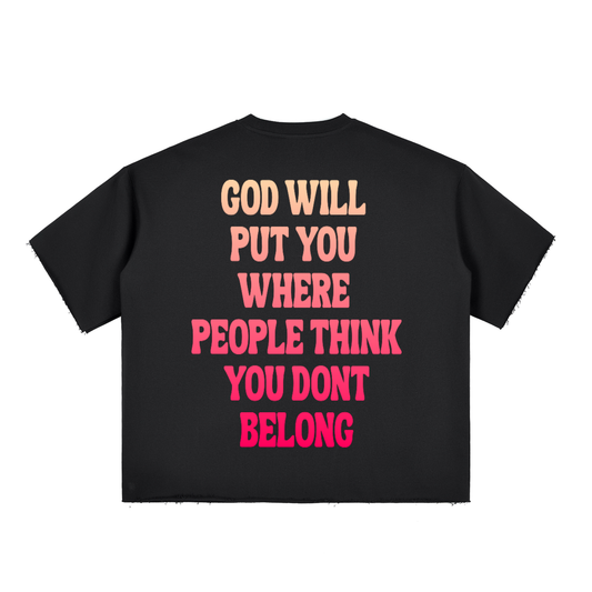 Boxy Half-Sleeve Raw-Edge T-Shirt