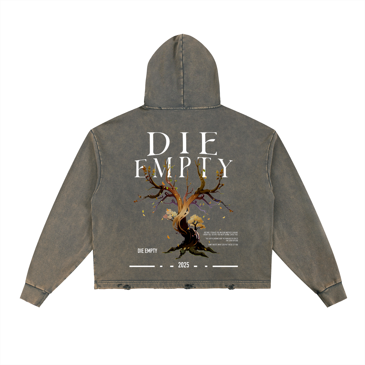 Vintage Washed Frayed-Hem Hoodie