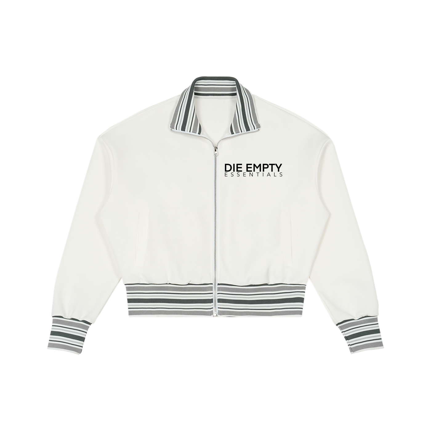 Striped Rib Collar Zip Jacket