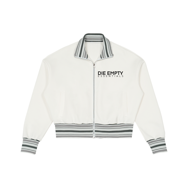 Striped Rib Collar Zip Jacket