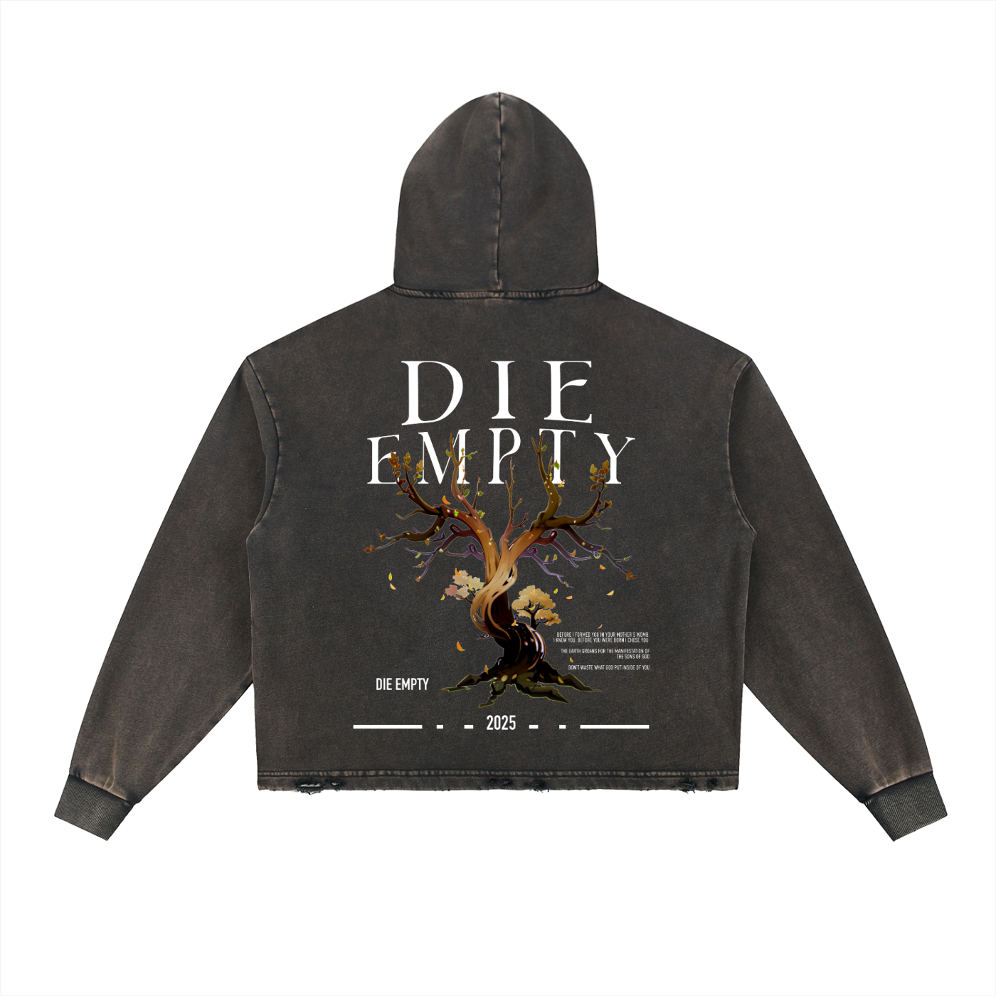 Vintage Washed Frayed-Hem Hoodie