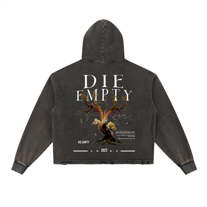 Vintage Washed Frayed-Hem Hoodie