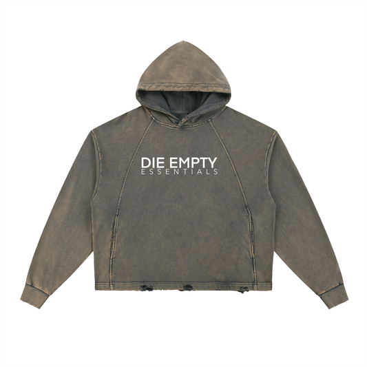 Vintage Washed Frayed-Hem Hoodie