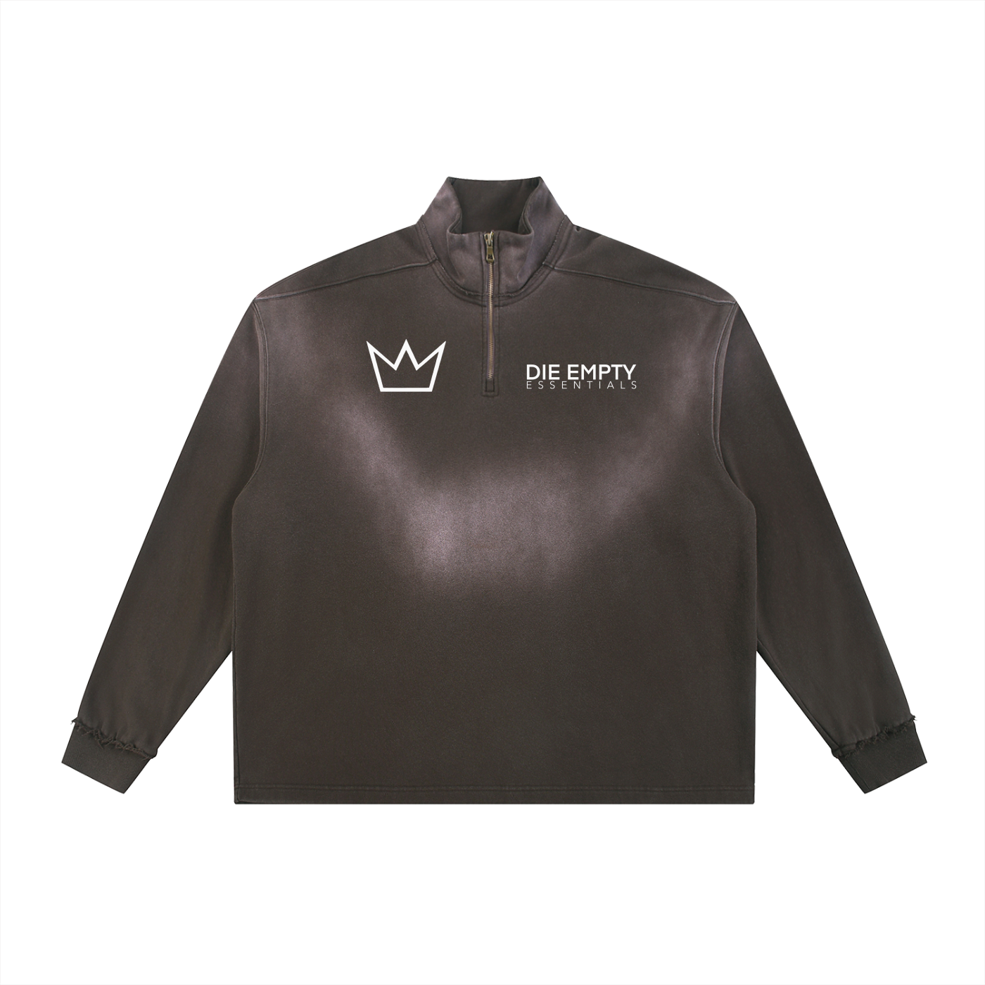 Sun Fade Raw Edge Quarter-Zip Sweatshirt