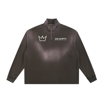 Sun Fade Raw Edge Quarter-Zip Sweatshirt