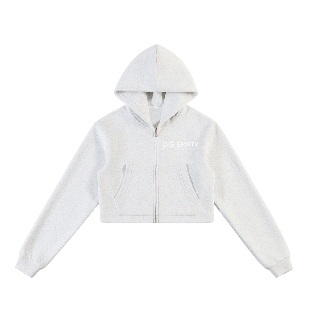 Essential Cropped Zip-Up Hoodie