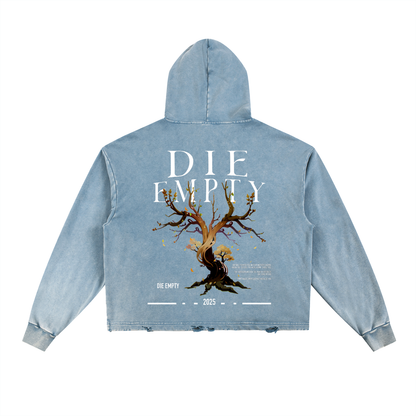 Vintage Washed Frayed-Hem Hoodie